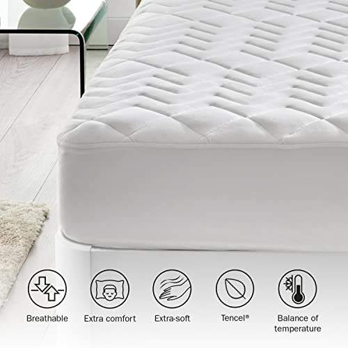 Pikolin Home - Protector de Colchón Acolchado Tencel® Cama 150 - 150x200 cm Cubrecolchón - Hipertranspirable, Termorregulador, Muy Absorbente