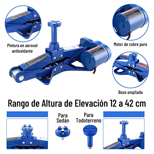 Pindex Gato de Tijera Eléctrico: 3T Gato Eléctrico para Automóvil 12 V Gato Eléctrico para Coche Uso Universal Elevador Eléctrico Coche Altura de elevación 120-420 mm para SUV o Cualquier Vehículo