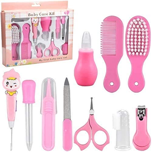 Pinsheng 10 kits de Cuidado del Bebés, Set Para Cuidado Del Bebé para el Cuidado Recién Nacido con Cortador de Seguridad, Seguridad para Niños Pequeños(rosa)