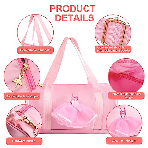 Pinsheng Bolso de Ballet para Niñas, Bolsa de Hombro de Baile Bolsa de Danza Gimnasia Deportes Cremallera Rosado Bolsa de Ballet Latina para Niños Infantil