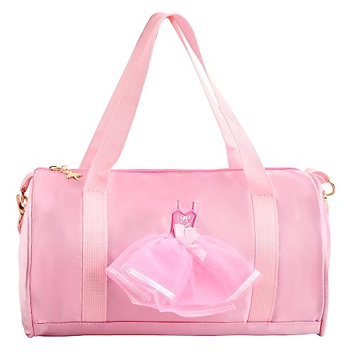 Pinsheng Bolso de Ballet para Niñas, Bolsa de Hombro de Baile Bolsa de Danza Gimnasia Deportes Cremallera Rosado Bolsa de Ballet Latina para Niños Infantil