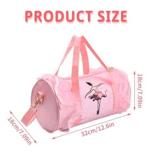 Pinsheng Bolso de Ballet para Niñas, Bolsa de Hombro de Baile Rosado Bolsa de Danza Gimnasia Deportes Cremallera Bolsa de Ballet Latina para Niños