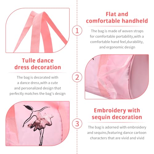 Pinsheng Bolso de Ballet para Niñas, Bolsa de Hombro de Baile Rosado Bolsa de Danza Gimnasia Deportes Cremallera Bolsa de Ballet Latina para Niños