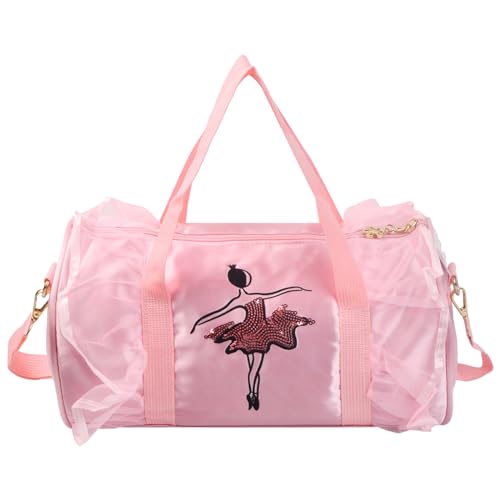 Pinsheng Bolso de Ballet para Niñas, Bolsa de Hombro de Baile Rosado Bolsa de Danza Gimnasia Deportes Cremallera Bolsa de Ballet Latina para Niños