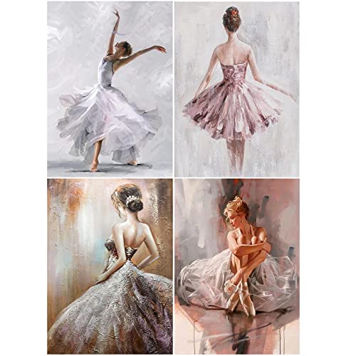 Pintura 5D Diamante Pack de 4 Adultos 30x40 cm Diamond Painting Ballet Cuadro Diamantes Relacionado con Ballet Punto de Cruz Ninos Pintura por Números Ballet Puzzle Diamantes kit Manualidades Adulto