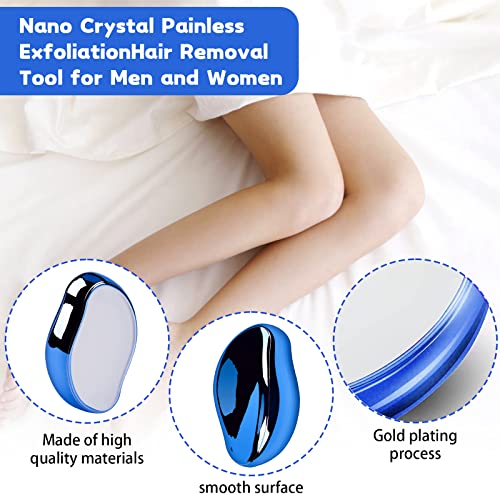 Pipihome Epilatore de Vello mágico sin Dolor, Borrador de Pelo de Cristal, Crystal Hair Eraser, Depilación para Hombres y Mujeres Herramienta Exfoliante para Pierna Brazo Espalda (Azul Oscuro)