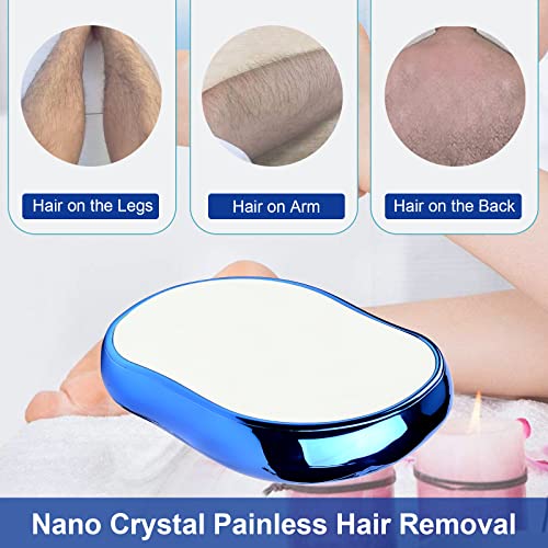 Pipihome Epilatore de Vello mágico sin Dolor, Borrador de Pelo de Cristal, Crystal Hair Eraser, Depilación para Hombres y Mujeres Herramienta Exfoliante para Pierna Brazo Espalda (Azul Oscuro)