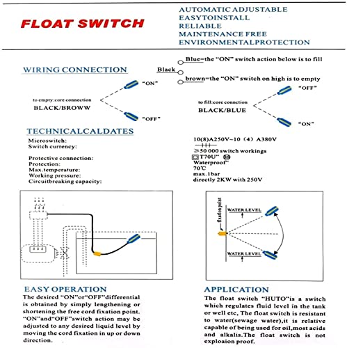 PIQIUQIU 3 metros de cable regulador de nivel de agua, sensor de nivel de líquido, interruptor de nivel de 220 V, regulador de nivel de agua bomba