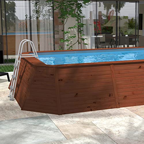 Piscina Madera Panelada K2O 345x255x107 cm Depuradora de Arena 3.028 L/H con Escalera