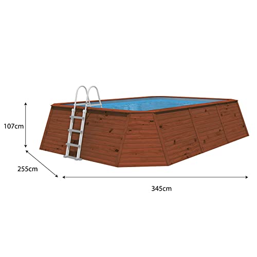 Piscina Madera Panelada K2O 345x255x107 cm Depuradora de Arena 3.028 L/H con Escalera