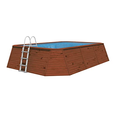 Piscina Madera Panelada K2O 345x255x107 cm Depuradora de Arena 3.028 L/H con Escalera