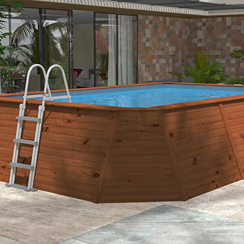 Piscina Madera Panelada K2O 345x255x107 cm Depuradora de Arena 3.028 L/H con Escalera