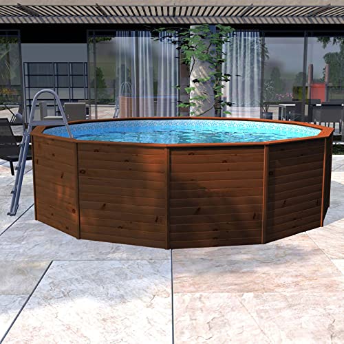 Piscina Madera Panelada K2O 375x127 cm Depuradora de Arena 3.028 L/H con Escalera