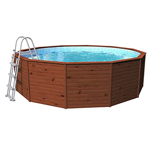 Piscina Madera Panelada K2O 375x127 cm Depuradora de Arena 3.028 L/H con Escalera