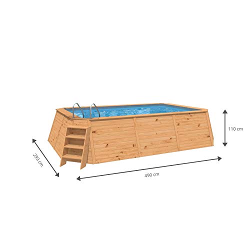 Piscina Madera Panelada K2O 490x293x110 cm Depuradora de Arena de 3.028 L/H con Escalera