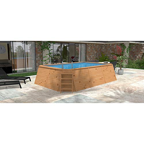 Piscina Madera Panelada K2O 490x293x110 cm Depuradora de Arena de 3.028 L/H con Escalera