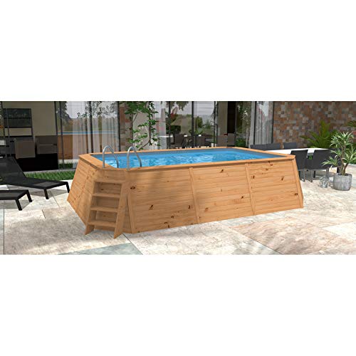 Piscina Madera Panelada K2O 490x293x110 cm Depuradora de Arena de 3.028 L/H con Escalera