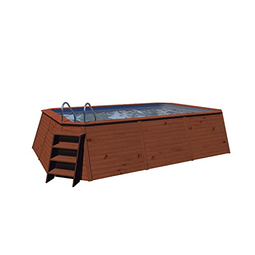 Piscina Madera Panelada K2O 490x293x110 cm Depuradora de Cartucho de 2.006 L/H con Escalera