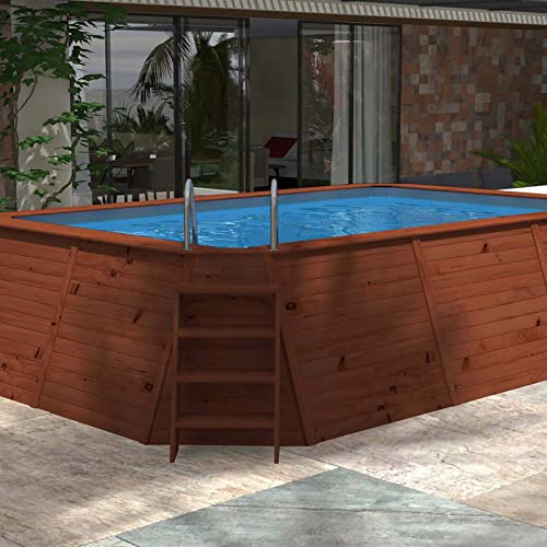 Piscina Madera Panelada K2O 490x293x110 cm Depuradora de Cartucho de 2.006 L/H con Escalera