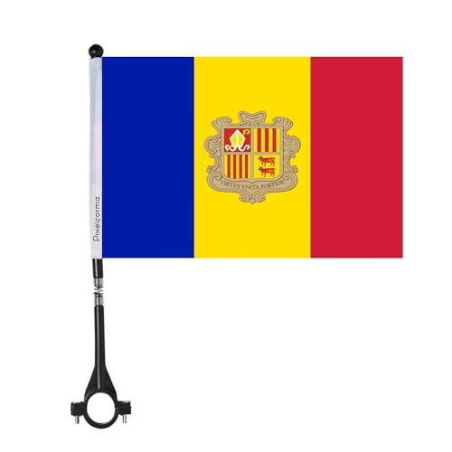 Pixelforma - Bandera para bicicleta de Andorra (10 piezas, 14 x 21 cm), color negro