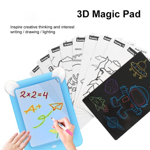 Pizarra Magica infantil Juguete para Niños/Niñas 2 3 4 5 6 años Tableta de Dibujo 3D Magico Iluminosa con Luce LED Juegos Educativo Infantil Creativo Regalo Juguete para Niños/Niñas