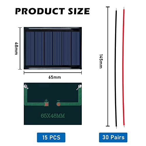 Placas Solares Pequeñas, 15 Piezas 3V 0.3W Micro Mini Células De Panel Solar, Célula Solar Pequeña (Policristalino), Mini Panel Solar, Mini Placas Solares, Panel De Células Solares Para DIY