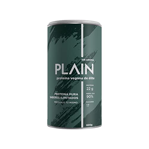 PLAIN PROTEÍNA VEGANA | Mezcle su proteína en polvo con PLAIN FLAVOUR | 22g de proteína/porción | 95% de perfil EAA | 600g de proteína vegana en polvo