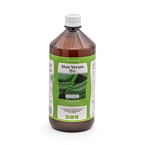 PLAMECA - Aloe Verum Bio 100%, Bebida de Aloe Vera, Jugo Sin Pasteurizar, Sin Edulcorantes, en Frío, Ayuda a la Salud Gastrointestinal, al Sistema Inmunitario y ante la Fatiga - 1 L