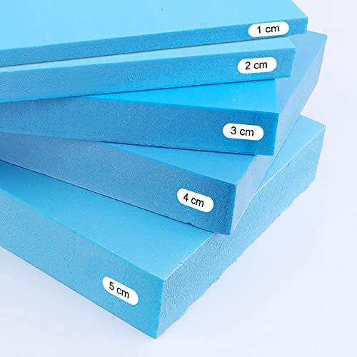 Plancha de Espuma Poliuretano 100x200 cm Grosor 3 cm Densidad Media D25 Firme Multiusos Colchón Cojín Relleno para Asientos Tapicería Disfraces de Foam Maletín de transporte Color Azul