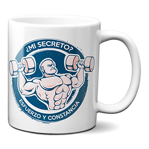 Planetacase Taza Culturismo Esfuerzo y Constancia - Tazas Gimnasio Regalo para Culturisas y Deportistas Ceramica 330 mL