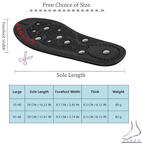 Plantillas Magnéticas, 1 Par Plantillas Magneticas, Reflexología Acupresión Mejora la Circulación Sanguínea Fascitis Plantar Cuidado de la Salud del Pie (35-40)