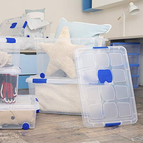 PLASTIC FORTE, Caja de almacenamiento, TRANSPARENTE, 55 Litros, con ruedas