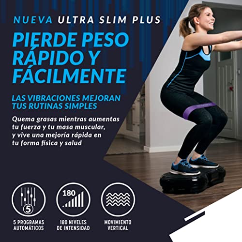 Plataforma Vibratoria Ultra Slim de Bluefin Fitness / Plataforma Vibratoria, Ejercicio Completo / Potente Plataforma Compacta con Bandas de Resistencia / Plataforma Vibratoria para Fitness en Casa