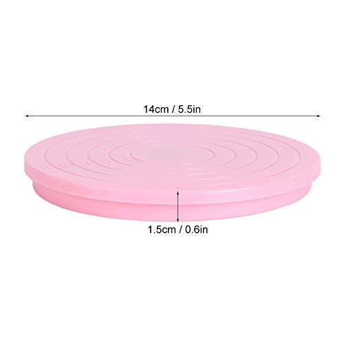 Plato Giratorio para Tartas 2 Piezas Plástico Bandeja para Tartas Giratorio 360 ° Rotación Base Giratoria para Tartas, 14cm, Mini Plato de Pastel Giratorio Redondo para Hacer Pasteles, Hornear