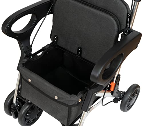 Playcare Andador para Personas Mayores con Asiento y Reposabrazos Ancho, Color Granate