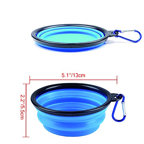 Plegable Viajes Silicona Gatos Perros Bowl Portable Pet Food Cuenco de Agua, Alimentación a Través del Bebedero Portátil de Agua Potable con Gancho de Agua, Fácil de Llevar, Ahorrar Espacio.