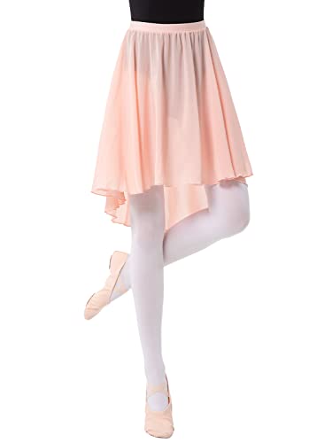 PLIKSUVER Falda cruzada de ballet para mujer, faldas de baile de gasa, con cintura elástica, falda de ballet para niñas adultas, rosa, 44