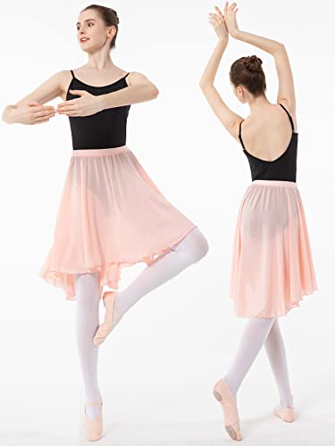 PLIKSUVER Falda cruzada de ballet para mujer, faldas de baile de gasa, con cintura elástica, falda de ballet para niñas adultas, rosa, 44