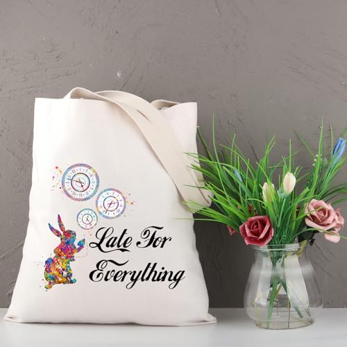 PLITI Alice Bolsa de mano Alice Fans Gift Late For Everything White Rabbit Clock Bolsa de hombro para los amantes de los cuentos de hadas, Tarde Todo Tgu, medium