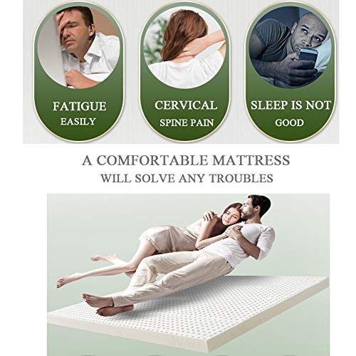 PLOLLD 3 Pulgadas de látex Natural colchón, Hotel Premium Futon Mattress Topper 100% Natural Latex Anti-ácaros colchoneta Floor (Size : King-180×200cm)