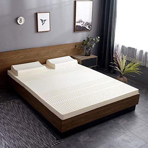 PLOLLD 3 Pulgadas de látex Natural colchón, Hotel Premium Futon Mattress Topper 100% Natural Latex Anti-ácaros colchoneta Floor (Size : King-180×200cm)