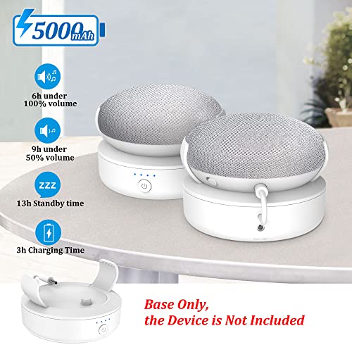 PlusAcc Base de batería Compatible con Google Nest Mini - Accesorio de Base de batería portátil para Exteriores para Cocina y jardín, Fuente de alimentación 9 Horas de Tiempo de reproducción (Blanco)