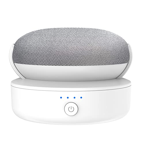 PlusAcc Base de batería Compatible con Google Nest Mini - Accesorio de Base de batería portátil para Exteriores para Cocina y jardín, Fuente de alimentación 9 Horas de Tiempo de reproducción (Blanco)