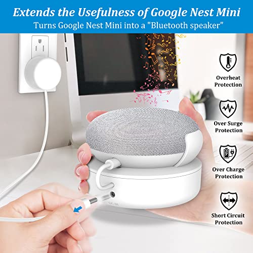 PlusAcc Base de batería Compatible con Google Nest Mini - Accesorio de Base de batería portátil para Exteriores para Cocina y jardín, Fuente de alimentación 9 Horas de Tiempo de reproducción (Blanco)