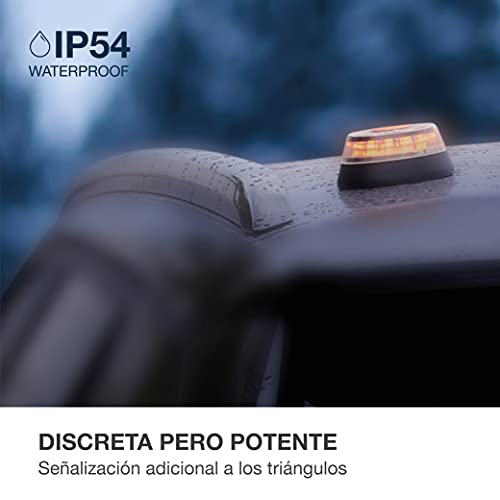 PMK GRUPO - Luz V16 Holomogada DGT | Luz Emergencia Coche Averia [Visibilidad 1 Km] Baliza con Base Imantada - 1 Unidad