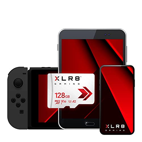 PNY XLR8 Gaming 128GB Clase 10 U3 V30 A2 Tarjeta de Memoria microSDXC, Velocidad de Lectura de hasta 100 MB/s, Ideal para Smartphones, tabletas, Consolas portátiles, Blanco