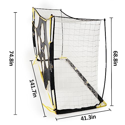 PodiuMax Redes de portería de fútbol de 12 x 6 pies con zonas de puntuación destacadas, equipo de práctica de tiro portátil