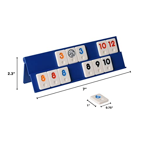 Point Games Mini Travel Rummy con 106 fichas y cuatro racks de juego exclusivos de 2 niveles en una bolsa de viaje súper duradera, color blue & white (2042) , color/modelo surtido