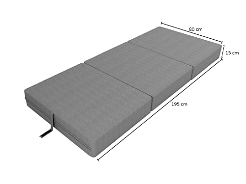 POKAR Colchón Plegable Colchon Coche Cama Plegable para Invitados Camping Cuna de Viaje 80 x 195 x 15 cm, Gris