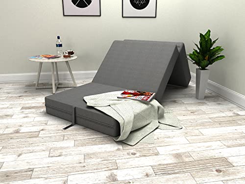 POKAR Colchón Plegable Colchon Coche Cama Plegable para Invitados Camping Cuna de Viaje 80 x 195 x 15 cm, Gris